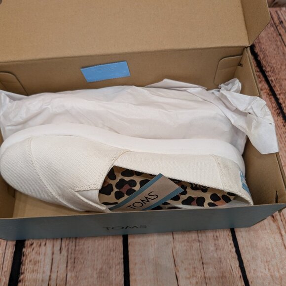Tom's Alpargata Mallow Casual White Canvas Slip-On Shoes with Leopard Insole 6 - Picture 5 of 12
